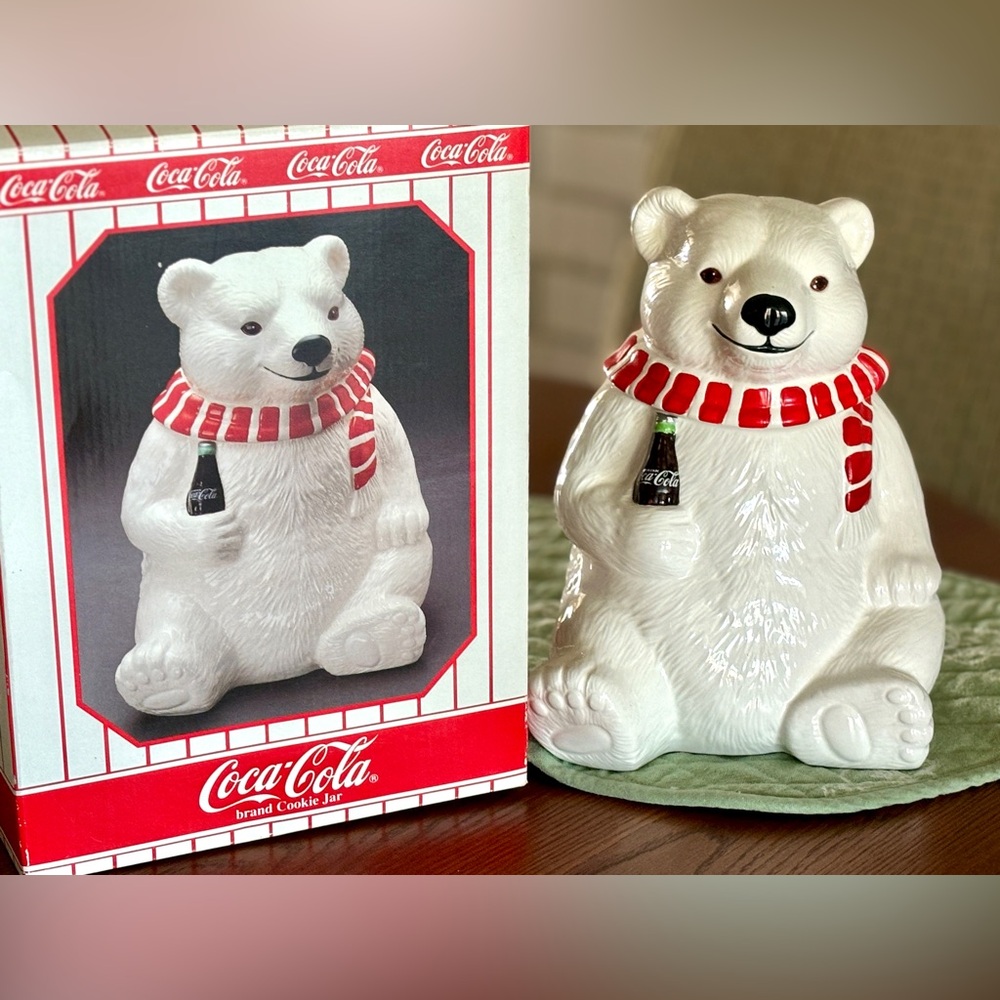 Coca Cola White Polar Bear Cookie Jar